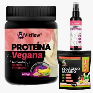 COMBO AUMENTA POMPIS – PROTEINA VEGANA + COLAGENO +ACEITE  REAFIRMANTE